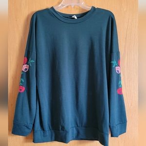 Green Embroidered Pinkblush Sweater